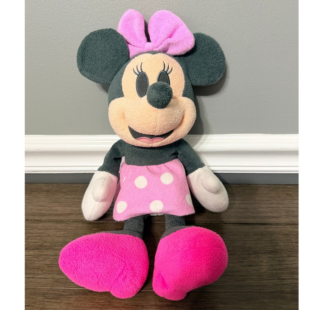 Disney Baby Minnie‎ Mouse Plush Pink Polka Dot Dress Stuffed Animal Toy